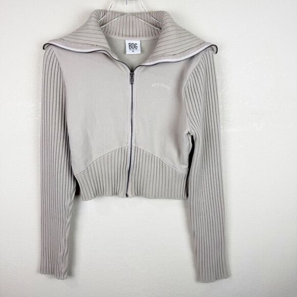 BDG Jeans Zipper Crop Jacket Beige XL - Picture 1 of 4